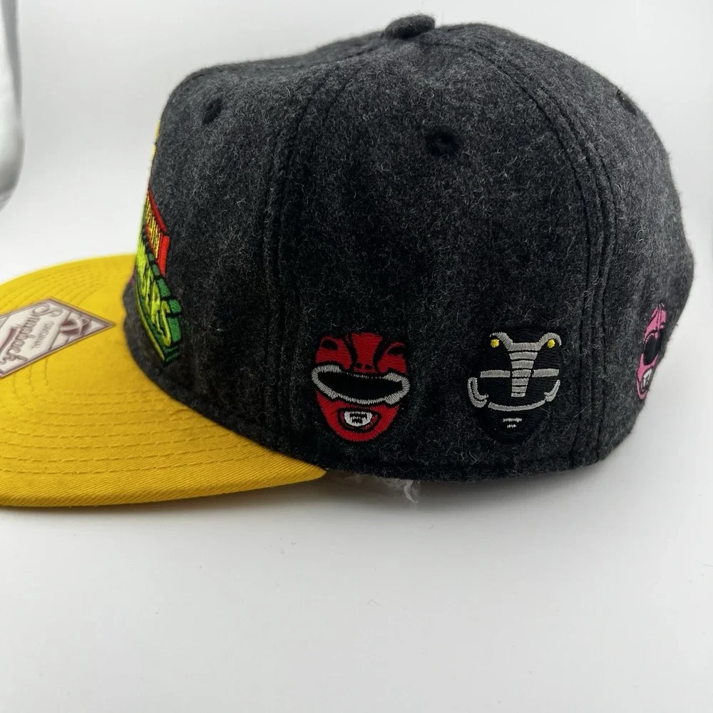 Mighty Morphin Power Rangers Embroidered Snapback Hat BioWorld Gray Yellow OSFA